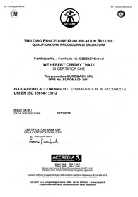 Certificato ISO 156414-1:2012