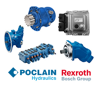 R955 - Hydraulische Anlage von Ausleger erzeugt von Rexroth/Poclain