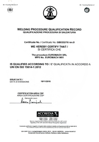 Certification ISO 156414-1:2012