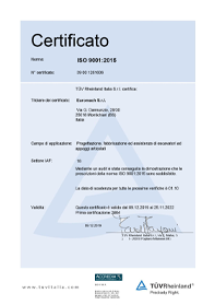 Certificato ISO 9001:2015