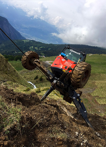 Excavator for extreme slopes